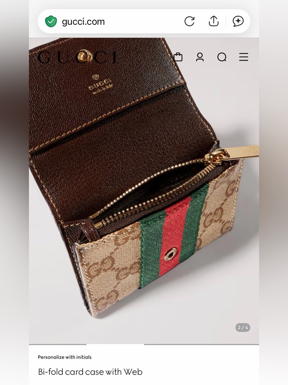 Gucci Bi-fold Card Case with Web GG Supreme Canvas Wallet - Picture 2 of 16